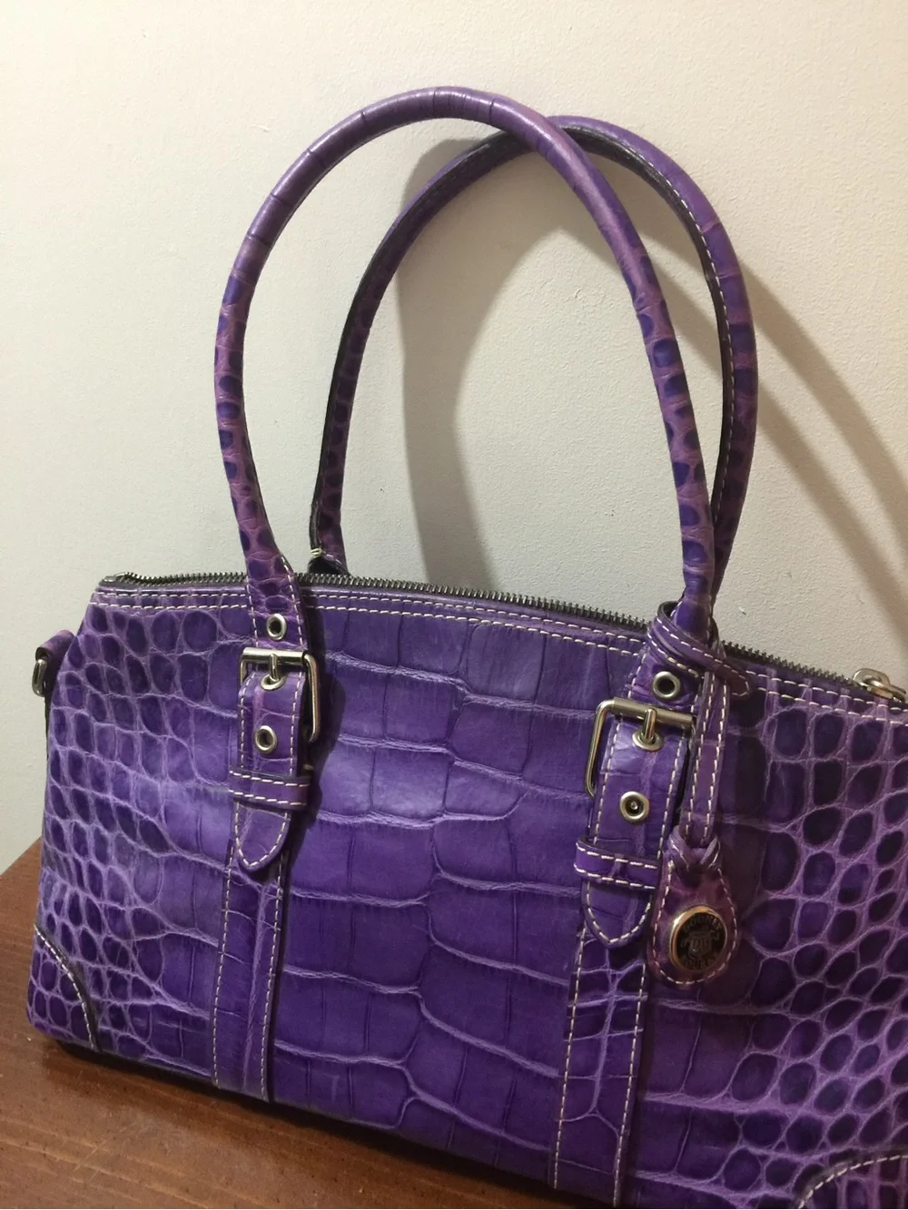 Dooney & Bourke Purple Croc-Embossed Shoulder Bag